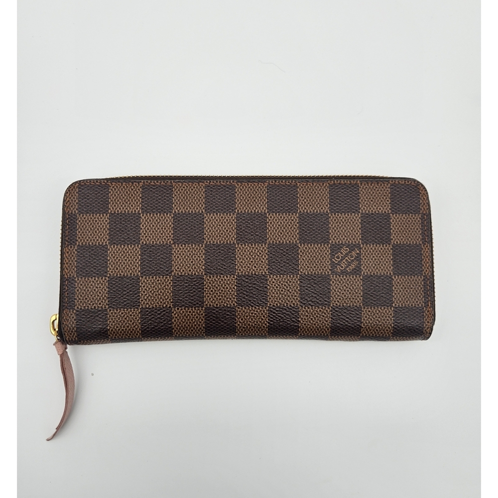 Authentic Louis Vuitton Damier Ebene Clemence Wallet #4308M